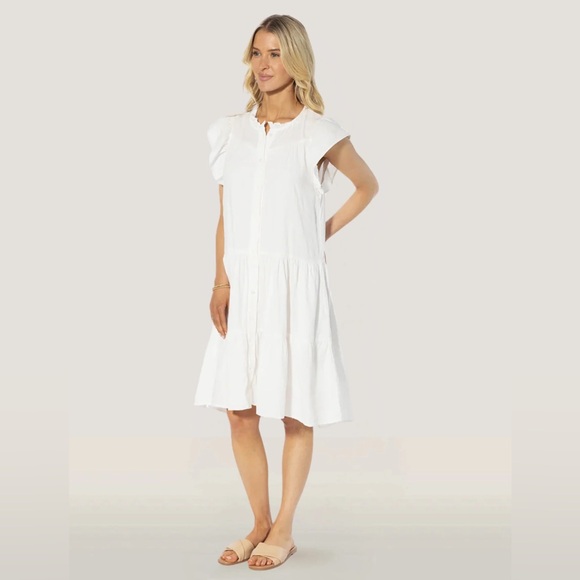 Dylan White Ruffle Button Dress - Picture 5 of 5